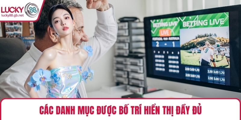 Các danh mục được bố trí hiển thị đầy đủ